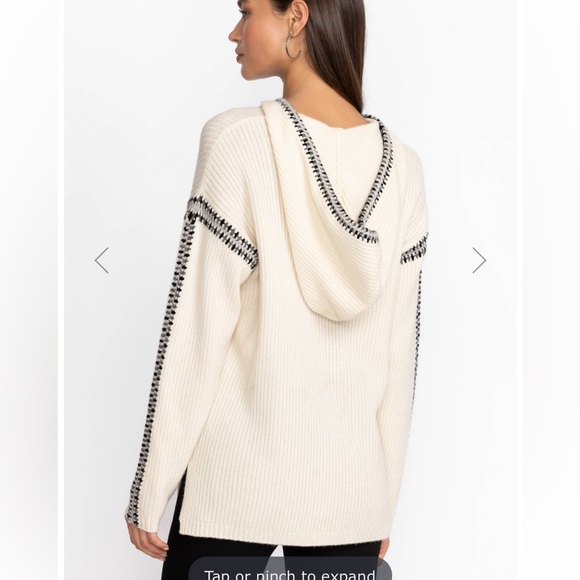 Johnny Was Cream Beltran Multi Color Whipstitch Hooded Baja Sweater - Picture 5 of 8